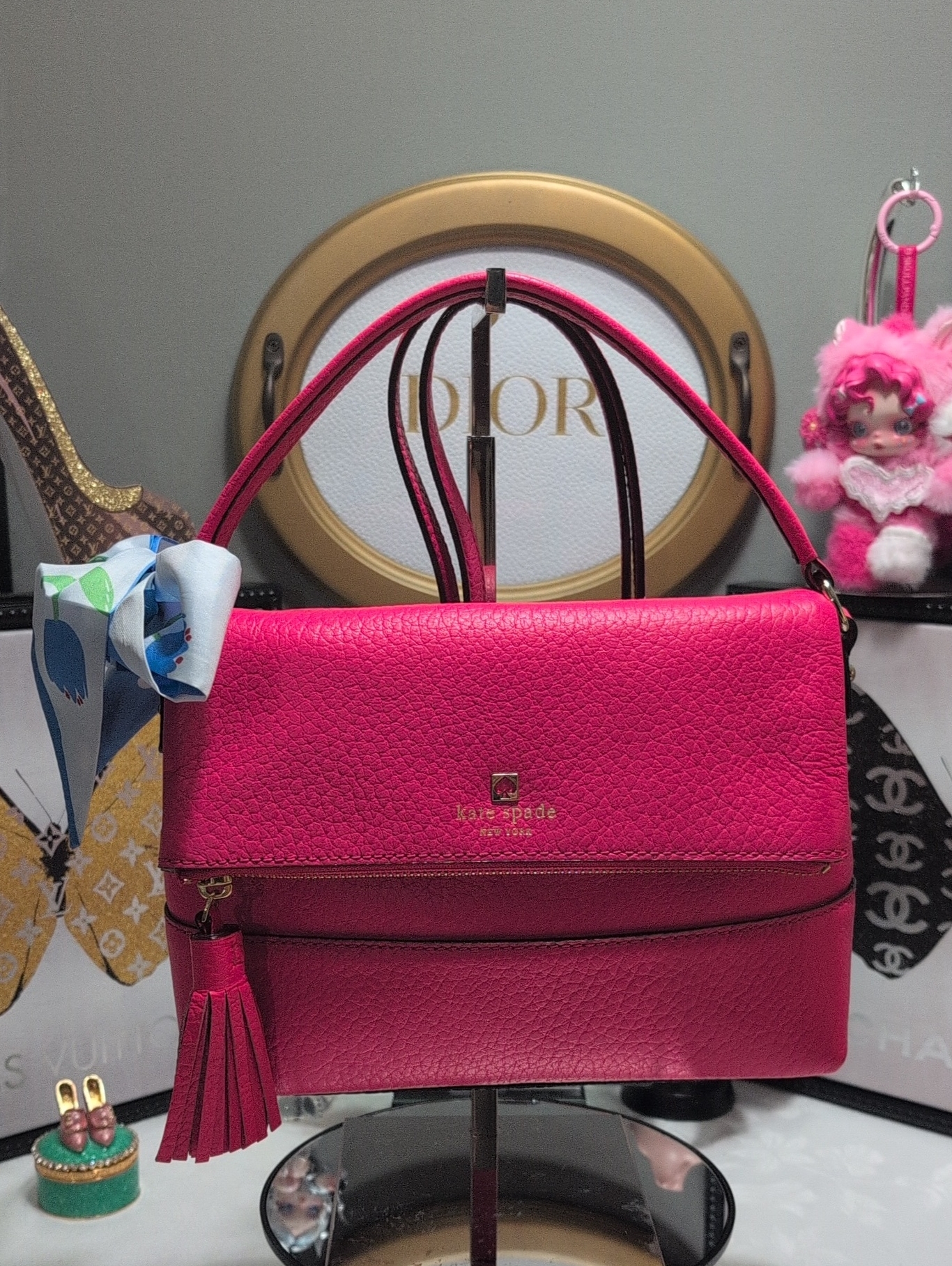 Kate Spade Southport Ave. Mini Maria Pebbled Leather Satchel/Crossbody Hot Pink!